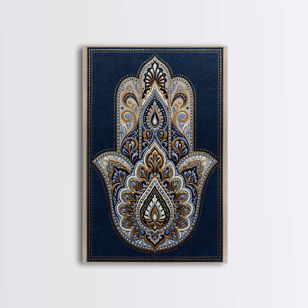 Protective Hand Motif Framed Canvas Print, Spiritual Art, Gallery Decor, Living Room Decor, Fine Art, Spirit, Poster, SPI-2x3-55
