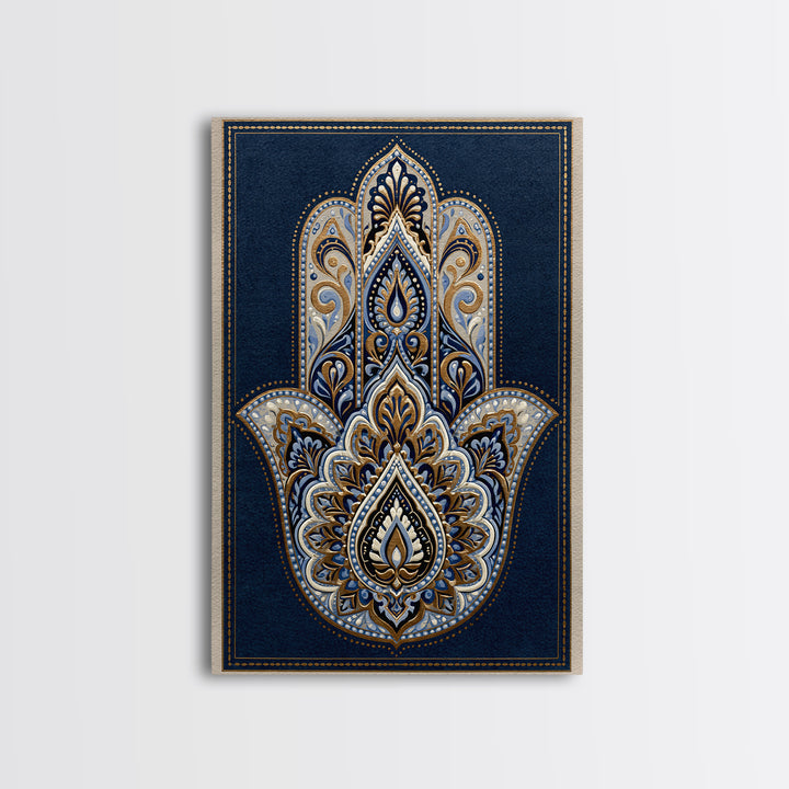 Protective Hand Motif Framed Canvas Print, Spiritual Art, Gallery Decor, Living Room Decor, Fine Art, Spirit, Poster, SPI-2x3-55