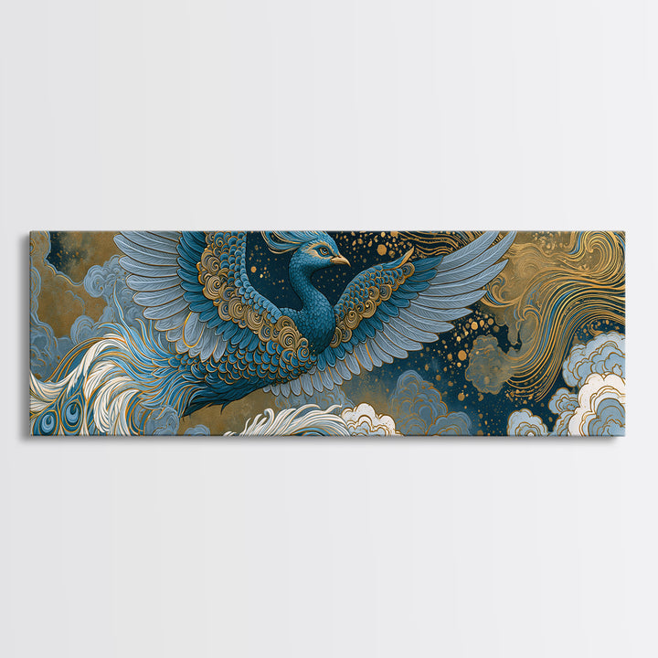 Phoenix Rising as Renewal Symbol Framed Canvas Print, Spiritual Art, Wall Decor, Living Room Decor, Fine Art, Spirit, SPI-3x1-27
