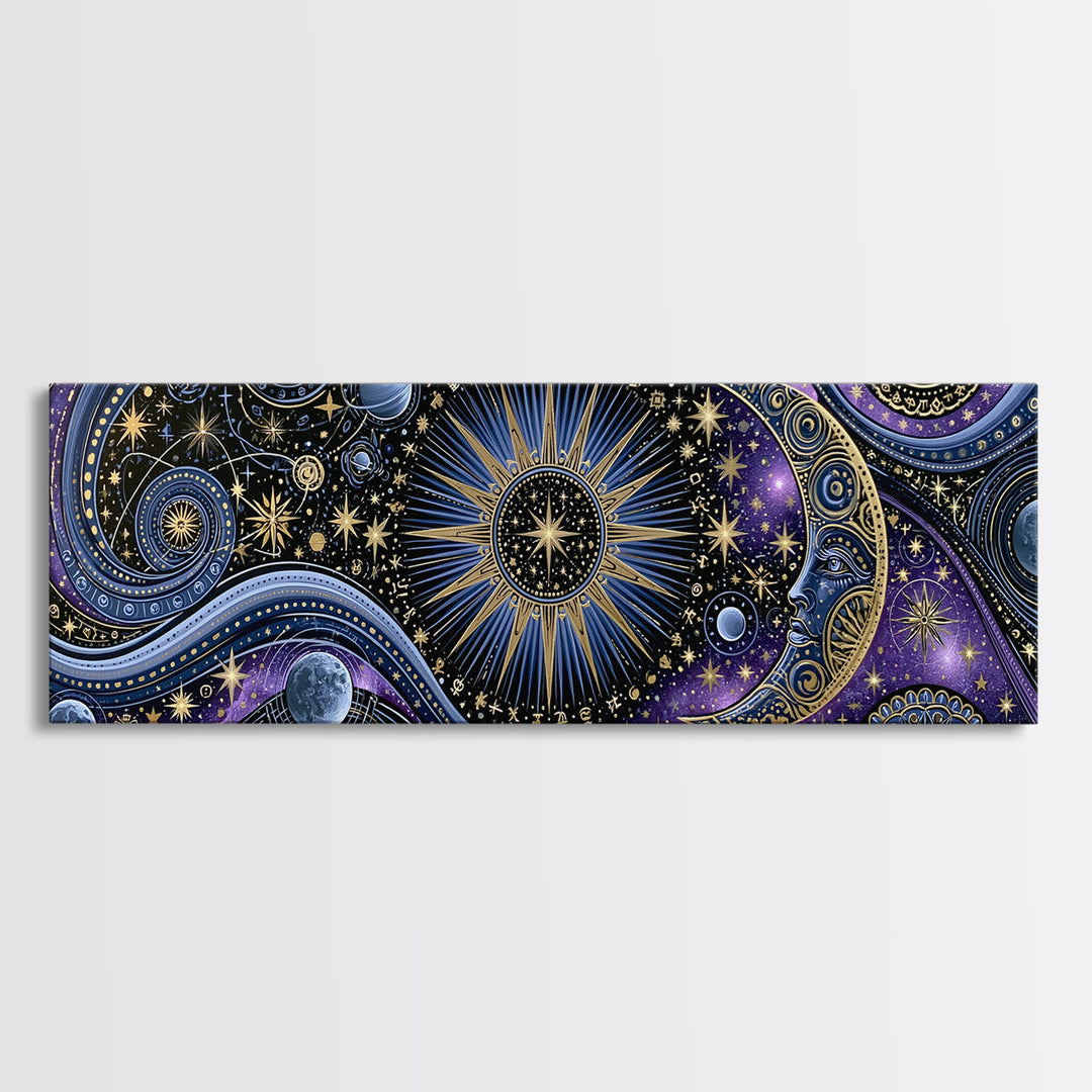 Sun and Moon Spiritual Balance Composition Canvas Print, Spiritual Art, Wall Art, Living Room Decor, Fine Art, Spirit, SPI-3x1-48