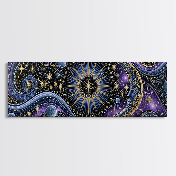 Sun and Moon Spiritual Balance Composition Canvas Print, Spiritual Art, Wall Art, Living Room Decor, Fine Art, Spirit, SPI-3x1-48