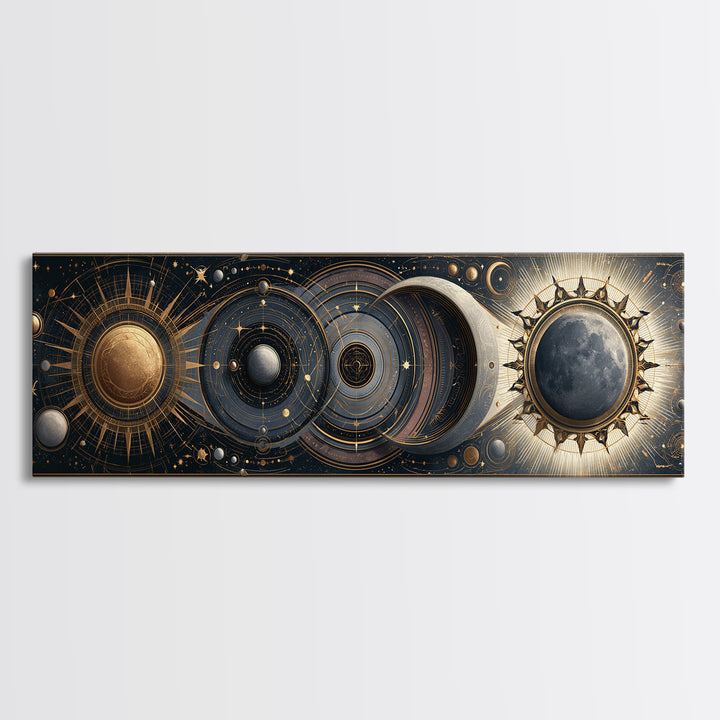 Sun and Moon Spiritual Balance Composition Canvas Print, Spiritual Art, Wallart, Living Room Decor, Fine Art, Spirit, SPI-3x1-96