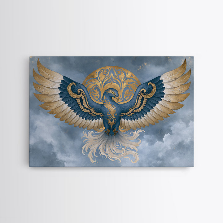 Phoenix Rising as Renewal Symbol Framed Canvas Print, Spiritual Art, Minimalist Decor, Living Room Decor, Fine Art, Spirit, SPI-3x2-15