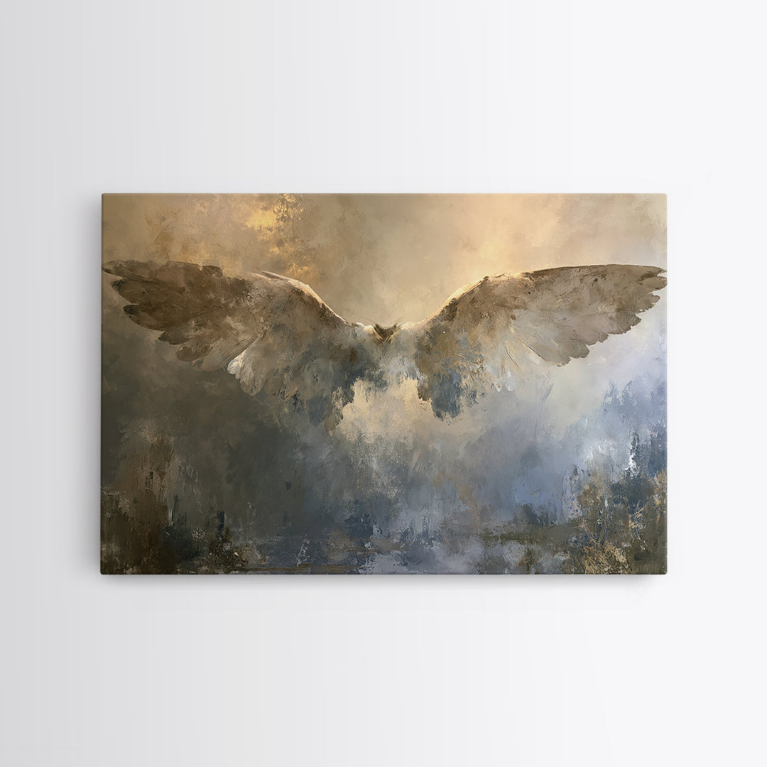 Angel Wings Emerging from Warm Light Canvas Print, Spiritual Art, Art Prints, Living Room Decor, Spirit, Abstract Wall Art, SPI-3x2-29