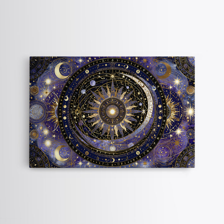 Sun and Moon Spiritual Balance Composition Framed Canvas Print, Spiritual Art, Digital Prints, Living Room Decor, Spirit, SPI-3x2-36