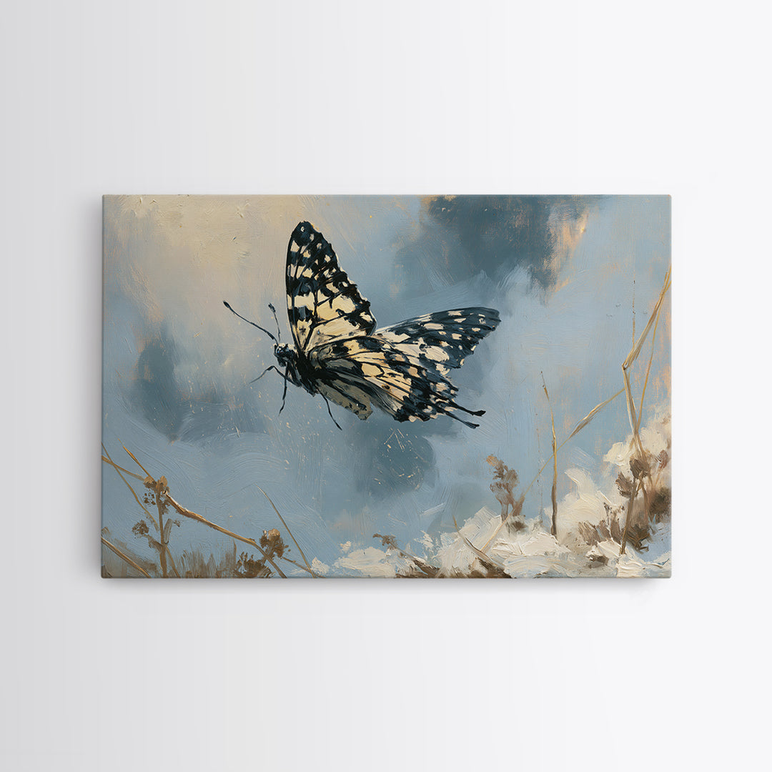 Butterfly Transformation Scene Canvas Print, Spiritual Art, Minimalist Wall Art, Living Room Decor, Abstract Art, Spirit, SPI-3x2-43