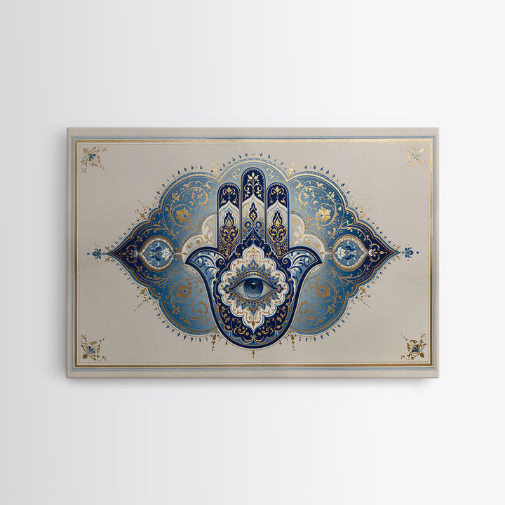 Protective Hand Motif Framed Canvas Print, Spiritual Art, Boho Decor, Living Room Decor, Fine Art, Spirit, Art Prints, SPI-3x2-99