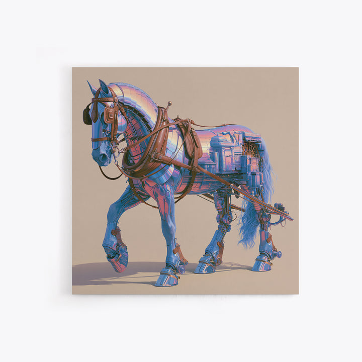 Steam Powered Horse Framed Canvas Print, Steampunk Art, Wall Art Living Room, Living Room Decor, Mechanic, Modern Decor, STE-1x1-39