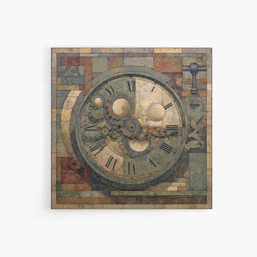 Gear Heart with Pipes and Valves Framed Canvas Print, Steampunk Art, Abstract Art, Living Room Decor, Fine Art, Mechanic, STE-1x1-44