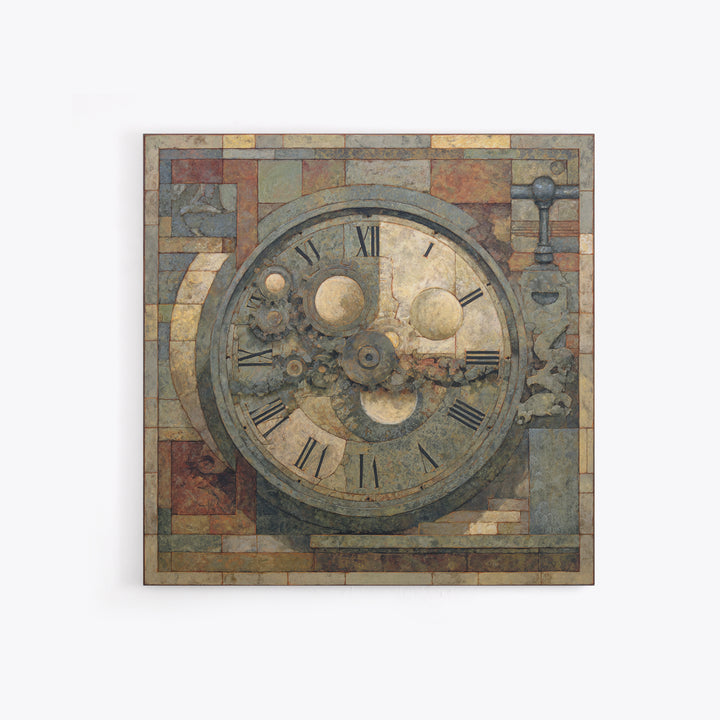 Gear Heart with Pipes and Valves Framed Canvas Print, Steampunk Art, Abstract Art, Living Room Decor, Fine Art, Mechanic, STE-1x1-44