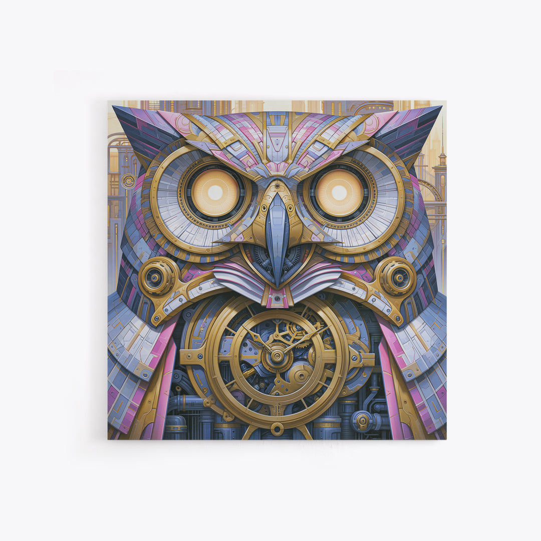 Brass Clockwork Owl Canvas Print, Steampunk Art, Room Decor, Living Room Decor, Fine Art, Mechanic, Original Art, Art Nouveau, STE-1x1-49
