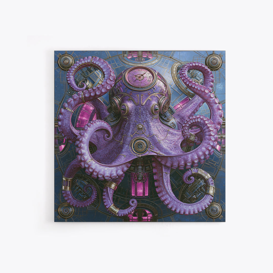 Steampunk Octopus with Brass Tentacles Canvas Print, Steampunk Art, Fine Art Print, Living Room Decor, Fine Art, Mechanic, STE-1x1-5