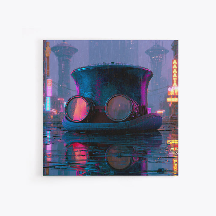 Top Hat and Goggles Still Life Framed Canvas Print, Steampunk Art, Wall Art Print, Living Room Decor, Fine Art, Mechanic, STE-1x1-52