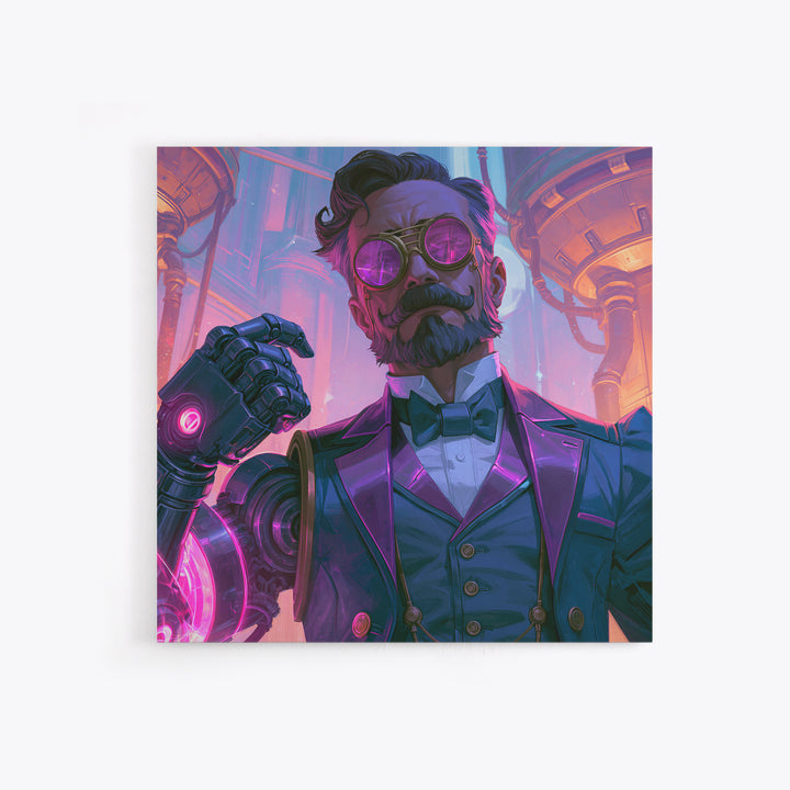 Victorian Inventor Portrait Canvas Print, Steampunk Art, Abstract Art Print, Living Room Decor, Fine Art, Mechanic, STE-1x1-55