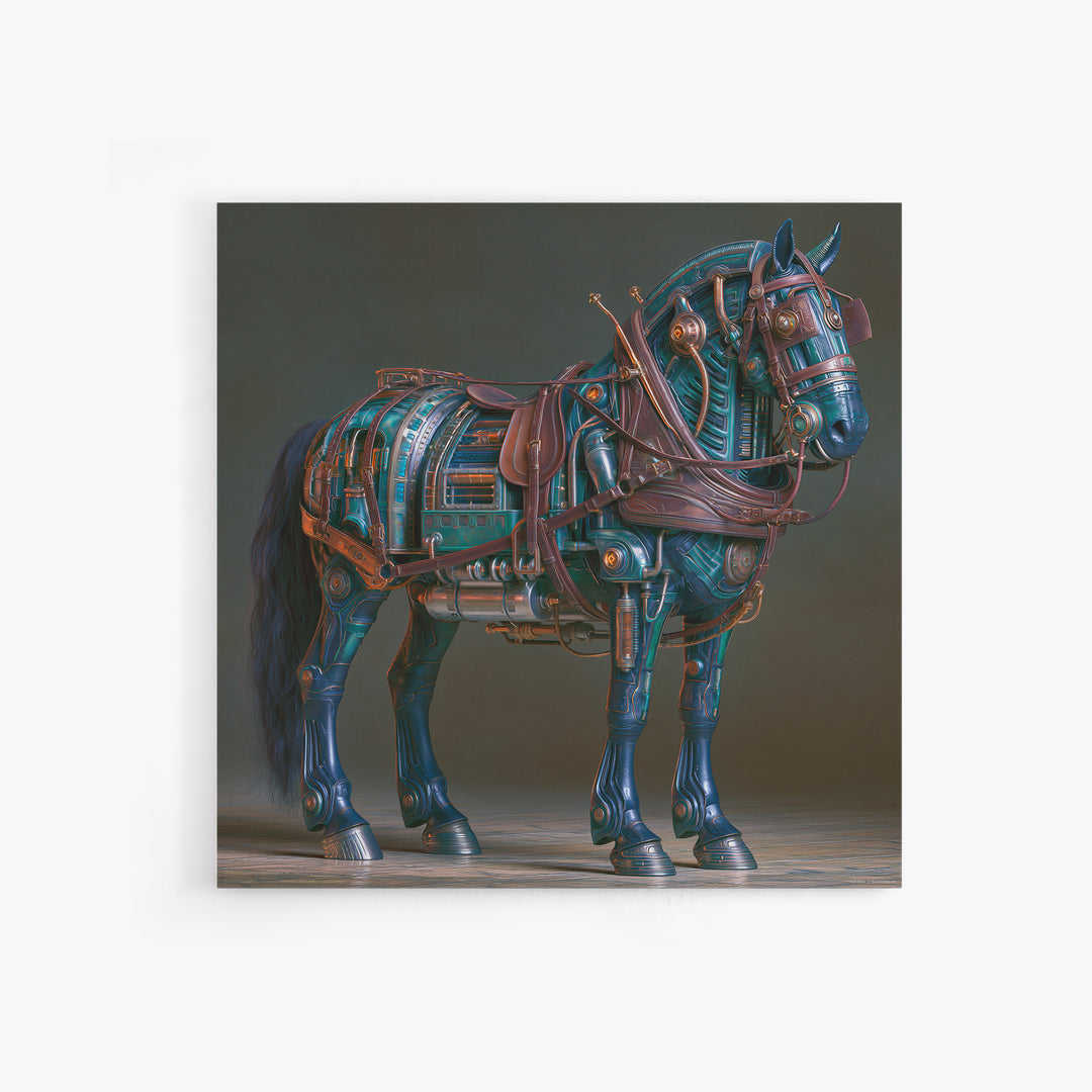 Steam Powered Horse Framed Canvas Print, Steampunk Art, Neutral Decor, Living Room Decor, Fine Art, Mechanic, Home Decor, STE-1x1-63