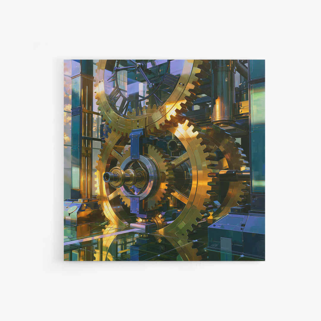 Clock Tower Gears Canvas Print, Steampunk Art, Minimalist Decor, Living Room Decor, Fine Art, Mechanic, Abstract Art, STE-1x1-85