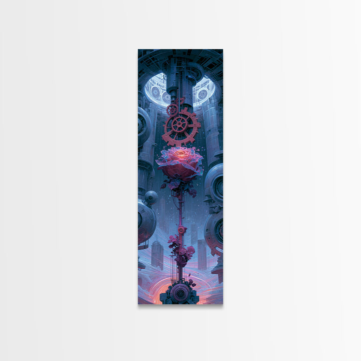 Mechanical Rose Made of Copper Gears Framed Canvas Print, Steampunk Art, Canvas Art, Living Room Decor, Abstract Art, Mechanic, STE-1x3-15