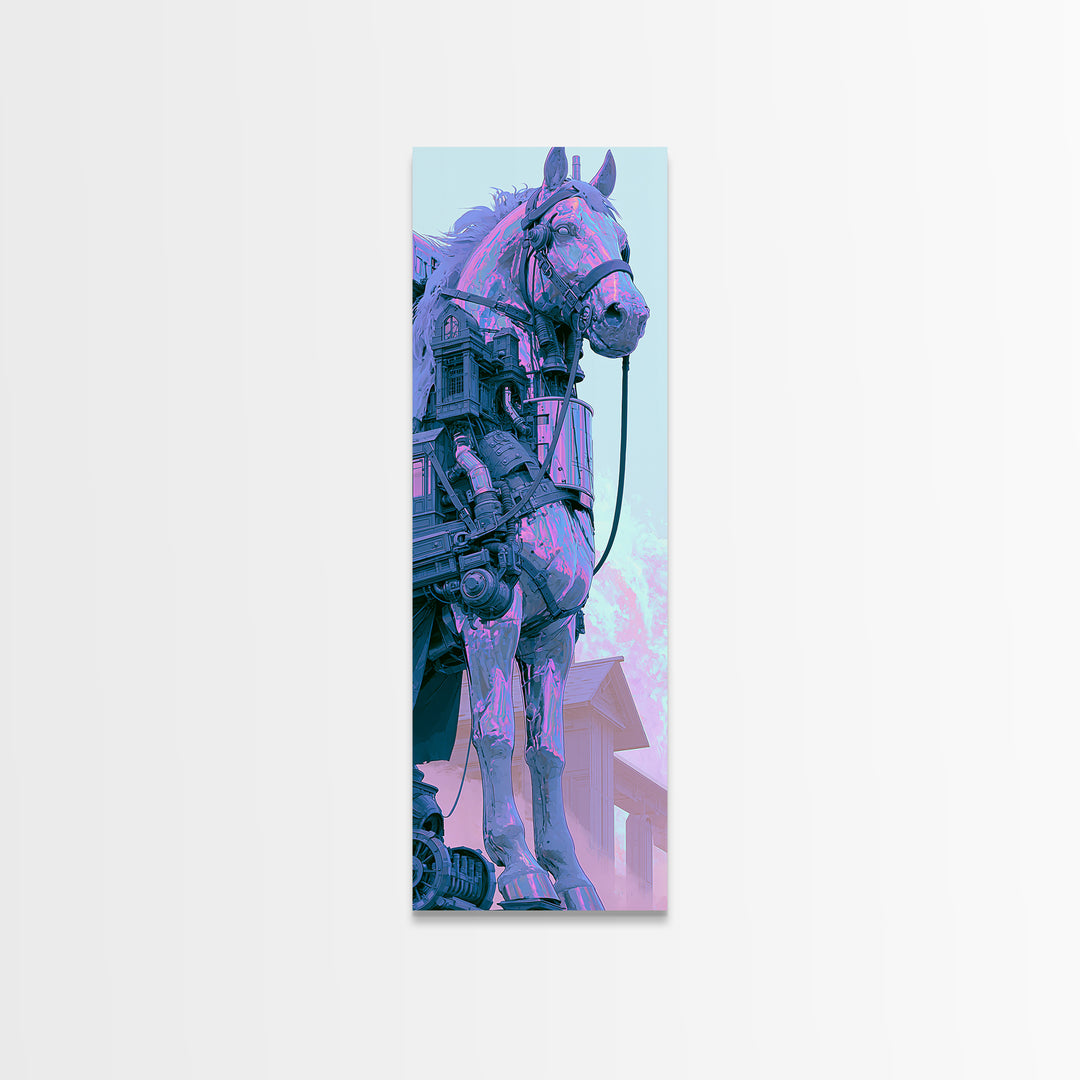 Steam Powered Horse Canvas Print, Steampunk Art, Printable Art, Living Room Decor, Oil Painting, Mechanic, Steampunk Decor, STE-1x3-27