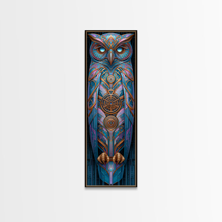 Brass Clockwork Owl Canvas Print, Steampunk Art, Minimalist Decor, Living Room Decor, Fine Art, Mechanic, Abstract Art, STE-1x3-37