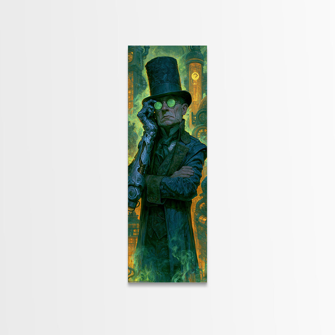 Victorian Inventor Portrait Canvas Print, Steampunk Art, Abstract Art Print, Living Room Decor, Fine Art, Mechanic, STE-1x3-67