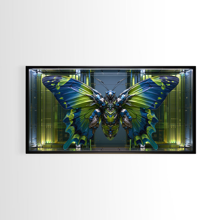 Mechanical Butterfly Specimen Framed Canvas Print, Steampunk Art, Contemporary Art, Living Room Decor, Fine Art, Mechanic, STE-2x1-10