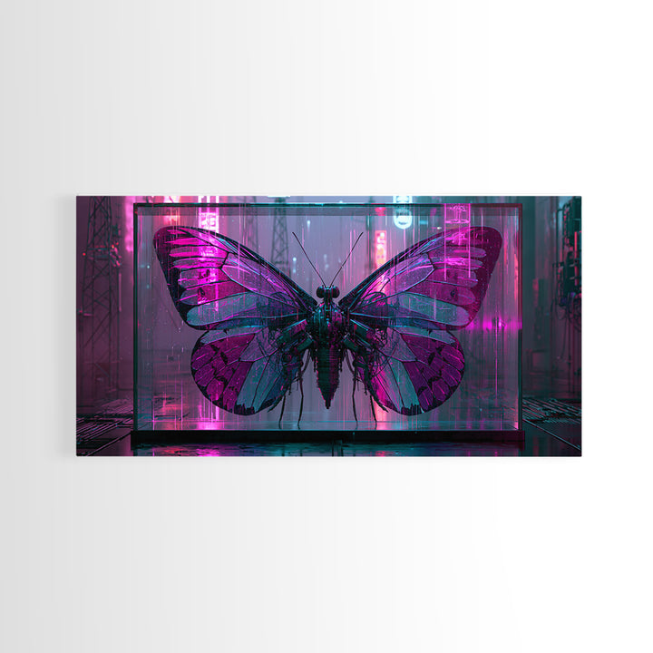 Mechanical Butterfly Specimen Framed Canvas Print, Steampunk Art, Contemporary Art, Living Room Decor, Fine Art, Mechanic, STE-2x1-34