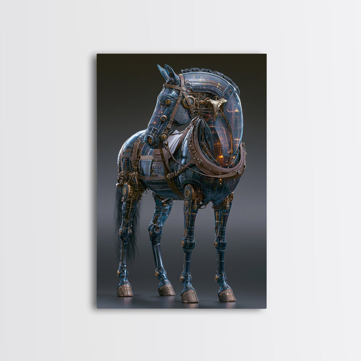 Steam Powered Horse Canvas Print, Steampunk Art, Digital Art, Living Room Decor, Mechanic, Wall Art Print, Whimsigoth Decor, STE-2x3-23