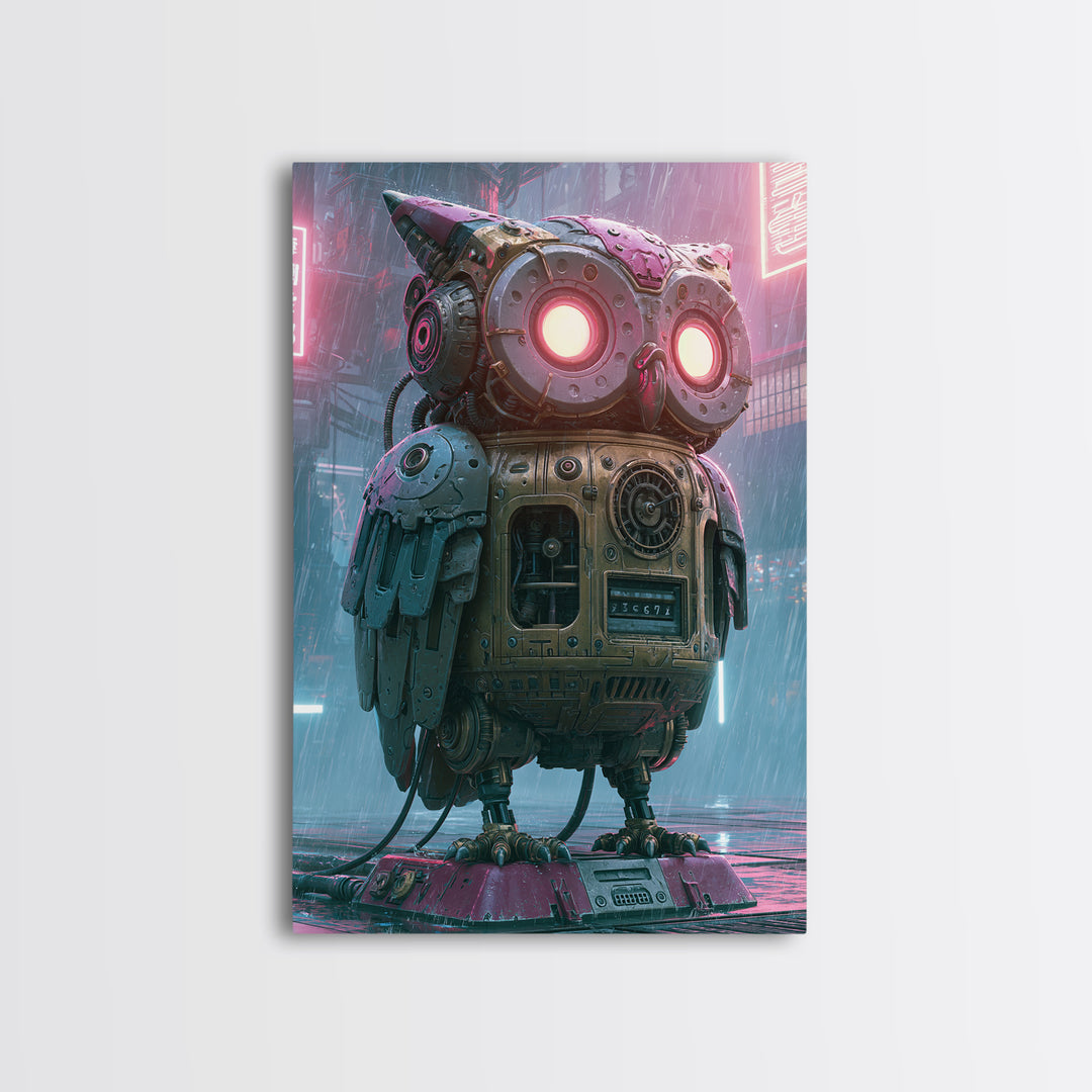 Brass Clockwork Owl Canvas Print, Steampunk Art, Cat Art, Living Room Decor, Oil Painting, Mechanic, Fine Art Print, STE-2x3-57