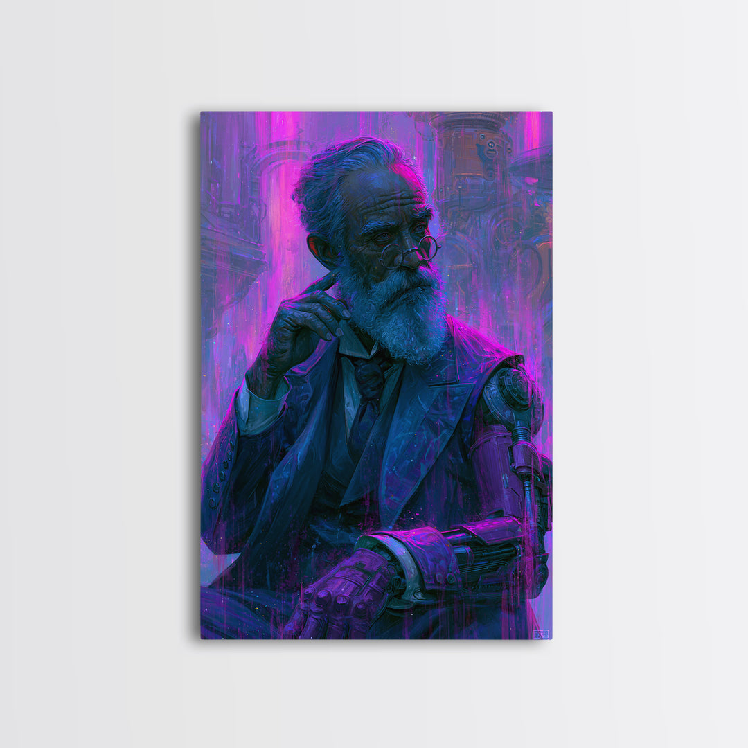 Victorian Inventor Portrait Framed Canvas Print, Steampunk Art, Whimsical Decor, Living Room Decor, Fine Art, Mechanic, STE-2x3-63