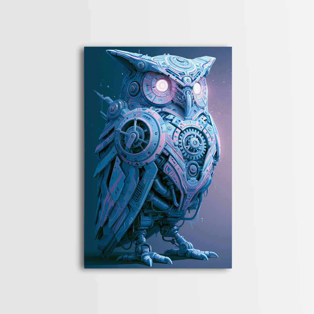 Brass Clockwork Owl Canvas Print, Steampunk Art, Cat Art, Living Room Decor, Oil Painting, Mechanic, Fine Art Print, STE-2x3-81