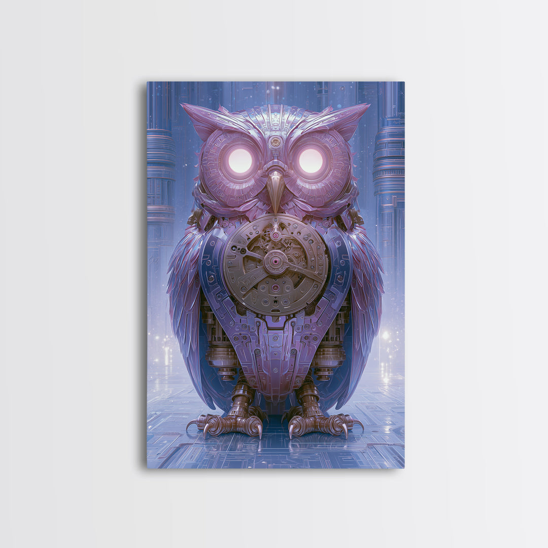 Brass Clockwork Owl Canvas Print, Steampunk Art, Art Nouveau, Living Room Decor, Mechanic, Modern Art, Digital Download Art, STE-2x3-9