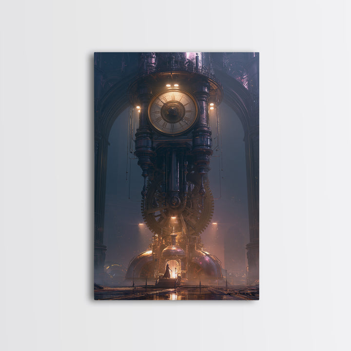 Clock Tower Gears Framed Canvas Print, Steampunk Art, Wall Art Print, Living Room Decor, Fine Art, Mechanic, Gallery Decor, STE-2x3-93