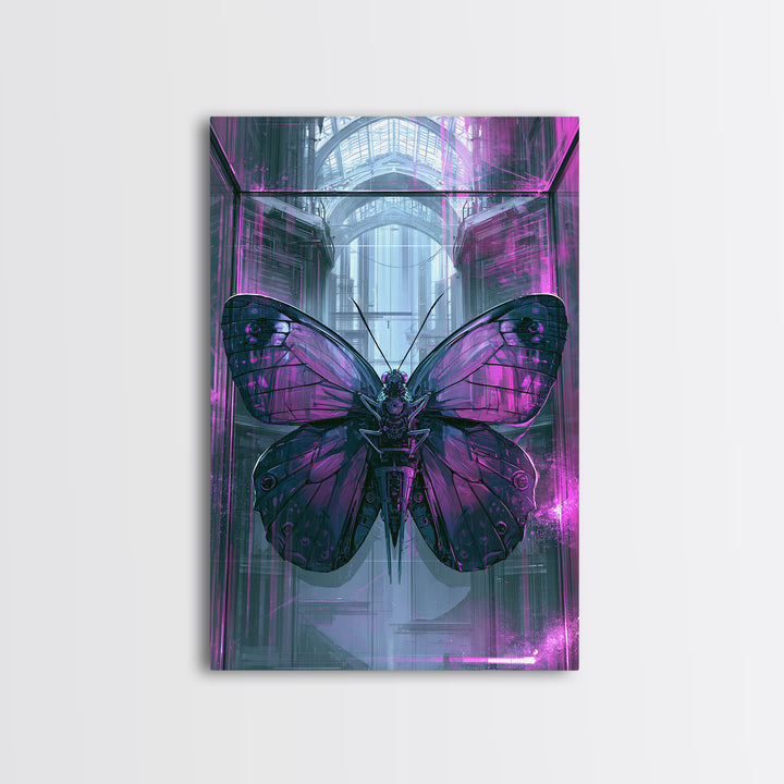 Mechanical Butterfly Specimen Framed Canvas Print, Steampunk Art, Digital Print, Living Room Decor, Fine Art, Mechanic, STE-2x3-94