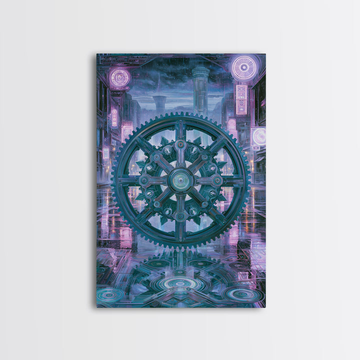 Cogwheel Mandala in Bronze and Teal Canvas Print, Steampunk Art, Wall Art Print, Living Room Decor, Fine Art, Mechanic, STE-2x3-96