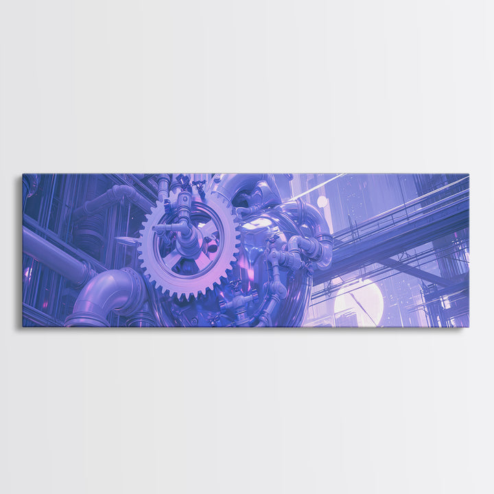 Gear Heart with Pipes and Valves Canvas Print, Steampunk Art, Gallery Decor, Living Room Decor, Fine Art, Mechanic, Wall Art, STE-3x1-36