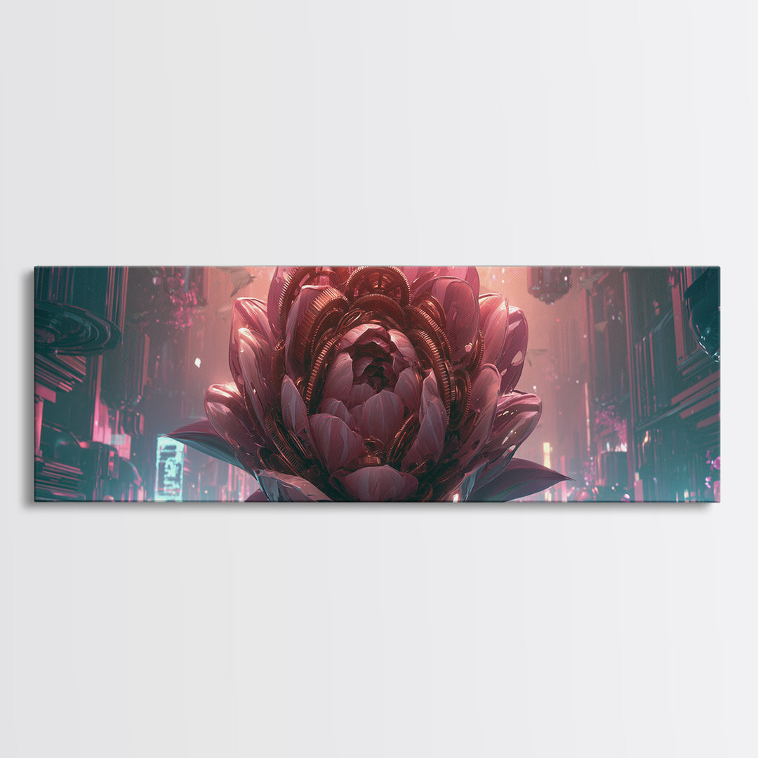 Mechanical Rose Made of Copper Gears Canvas Print, Steampunk Art, Digital Art, Living Room Decor, Fine Art, Mechanic, STE-3x1-43