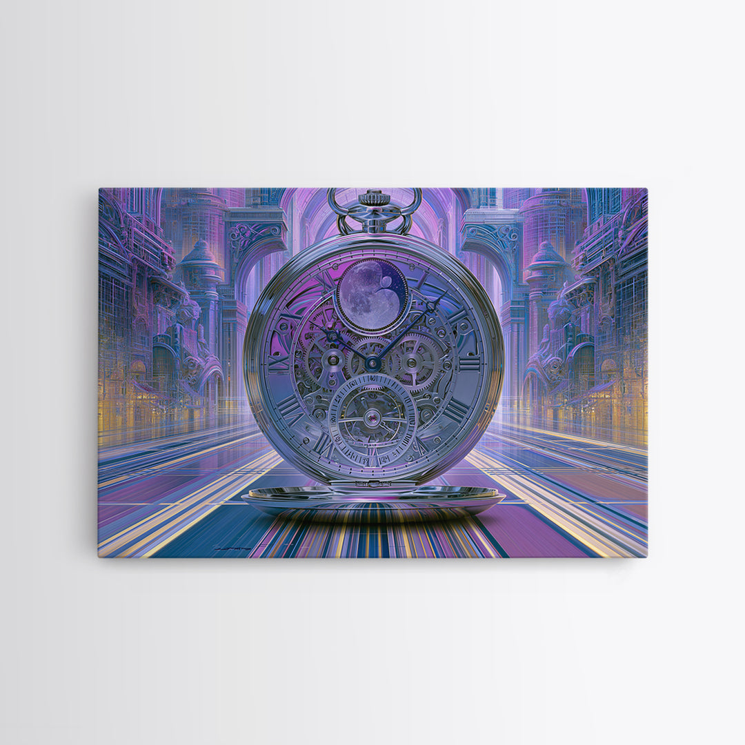 Gear Filled Pocket Watch Canvas Print, Steampunk Art, Modern Art, Living Room Decor, Fine Art, Mechanic, Statement Artwork, STE-3x2-12