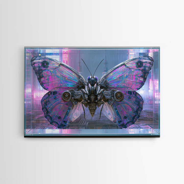 Mechanical Butterfly Specimen Framed Canvas Print, Steampunk Art, Digital Print, Living Room Decor, Fine Art, Mechanic, STE-3x2-18