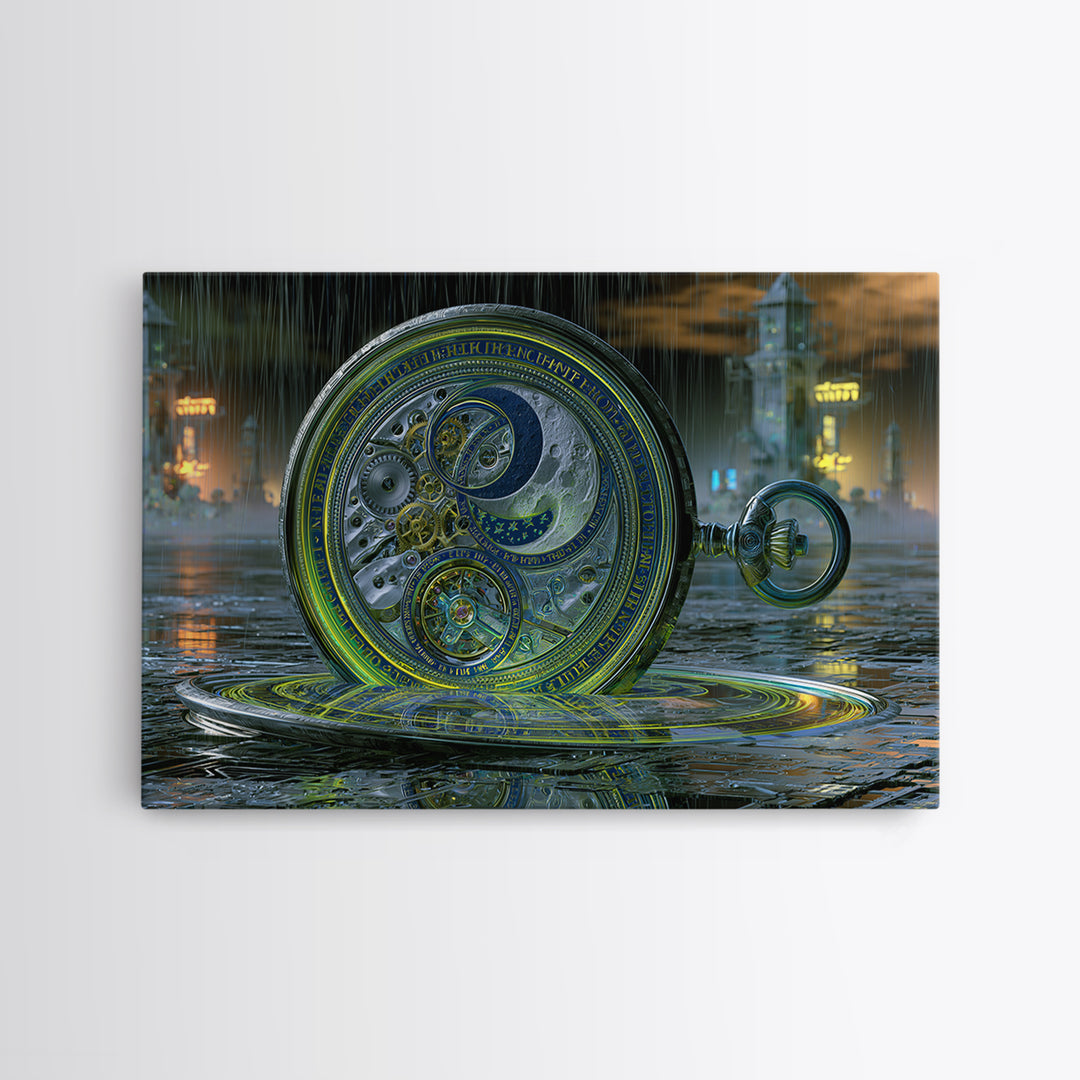 Gear Filled Pocket Watch Framed Canvas Print, Steampunk Art, Man Cave Decor, Living Room Decor, Fine Art, Mechanic, STE-3x2-36