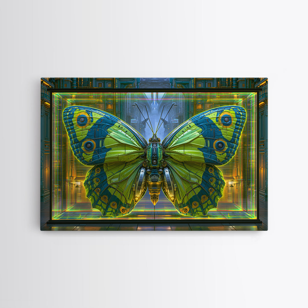 Mechanical Butterfly Specimen Canvas Print, Steampunk Art, Whimsigoth Decor, Living Room Decor, Mechanic, Neutral Decor, STE-3x2-42