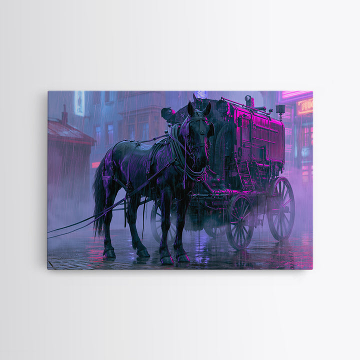 Steam Powered Horse Framed Canvas Print, Steampunk Art, Printable Art, Living Room Decor, Oil Painting, Mechanic, STE-3x2-91