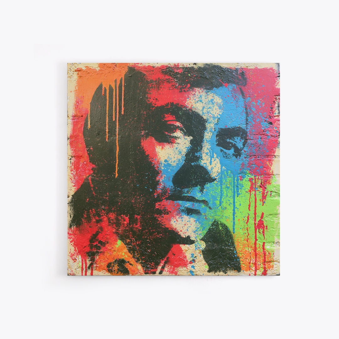 Bold Stencil Portrait Canvas Print, Street Art, Art Print, Living Room Decor, Oil Painting, Urban, Original Painting, STR-1x1-49