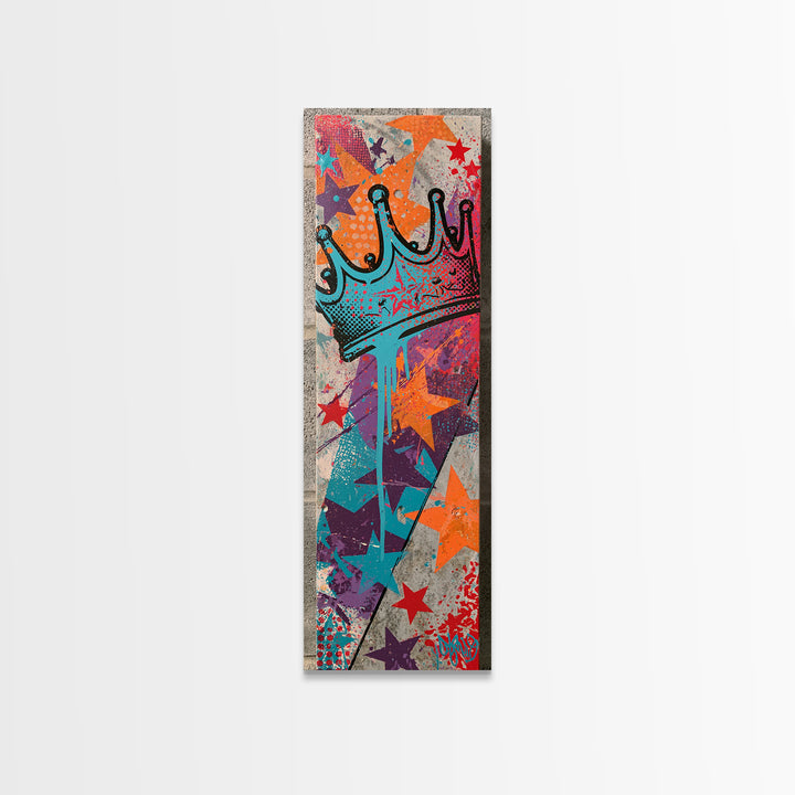 Drippy Crown and Stars Composition Canvas Print, Street Art, Painting, Living Room Decor, Fine Art, Urban, Abstract Painting, STR-1x3-32