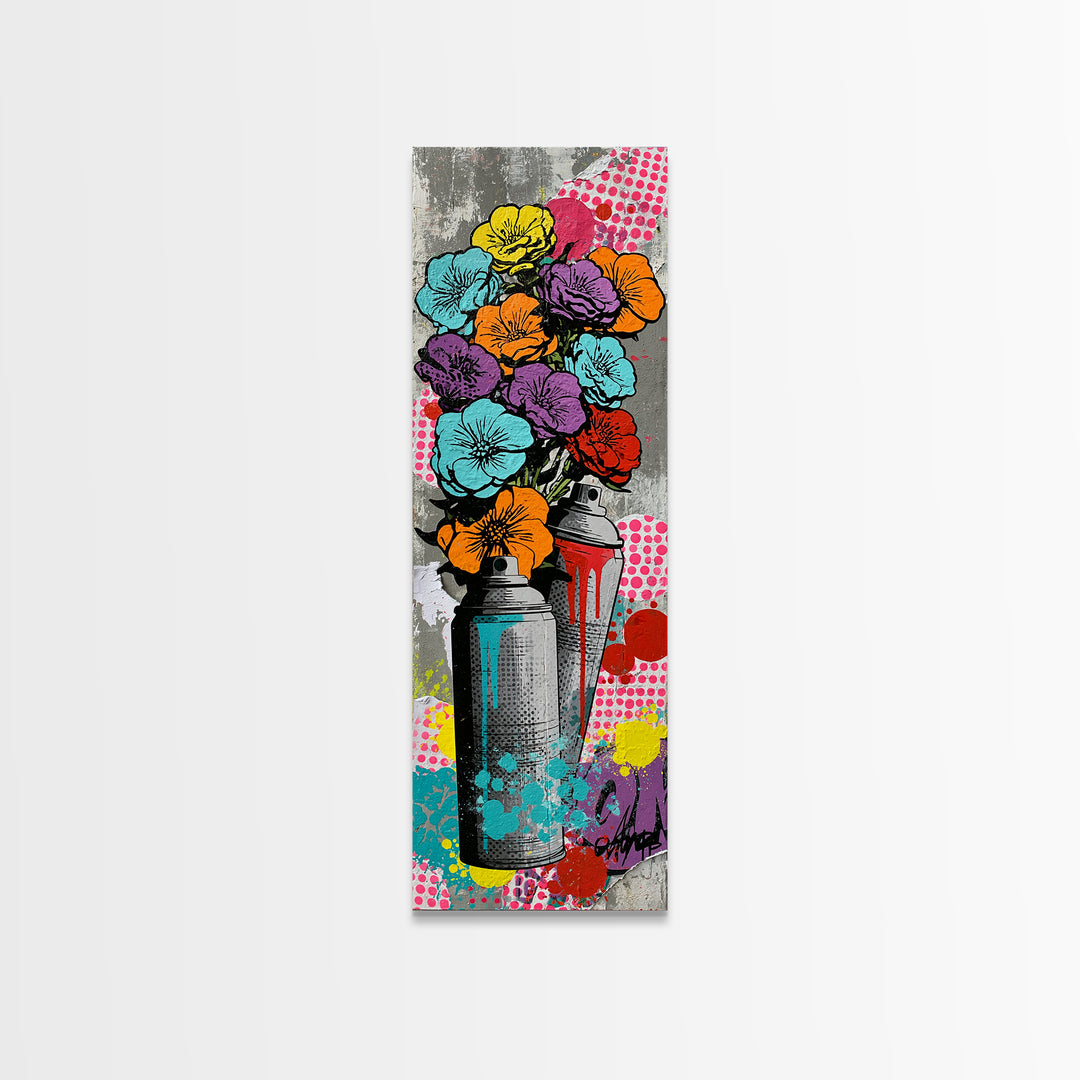 Spray Can Bouquet Canvas Print, Street Art, Anime Art, Living Room Decor, Abstract Art, Urban, Art Print, Textured Painting, STR-1x3-51