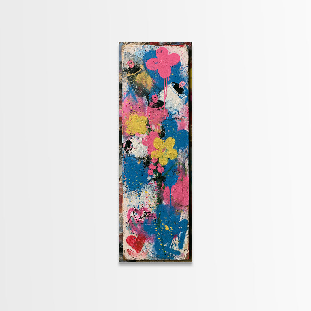 Spray Can Bouquet Framed Canvas Print, Street Art, Neutral Decor, Living Room Decor, Fine Art, Urban, Home Decor, Poster, STR-1x3-75