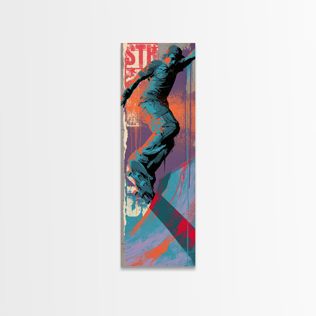 Skate Ramp Pattern Canvas Print, Street Art, Boho Decor, Living Room Decor, Oil Painting, Urban, Custom Portrait, Wall Hangings, STR-1x3-82