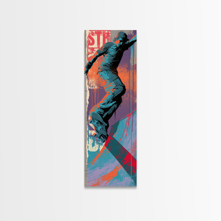 Skate Ramp Pattern Canvas Print, Street Art, Boho Decor, Living Room Decor, Oil Painting, Urban, Custom Portrait, Wall Hangings, STR-1x3-82