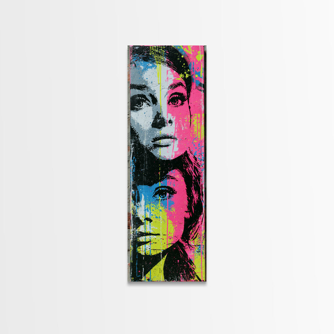 Bold Stencil Portrait Canvas Print, Street Art, Large Wall Art, Living Room Decor, Oil Painting, Urban, Canvas Painting, STR-1x3-85