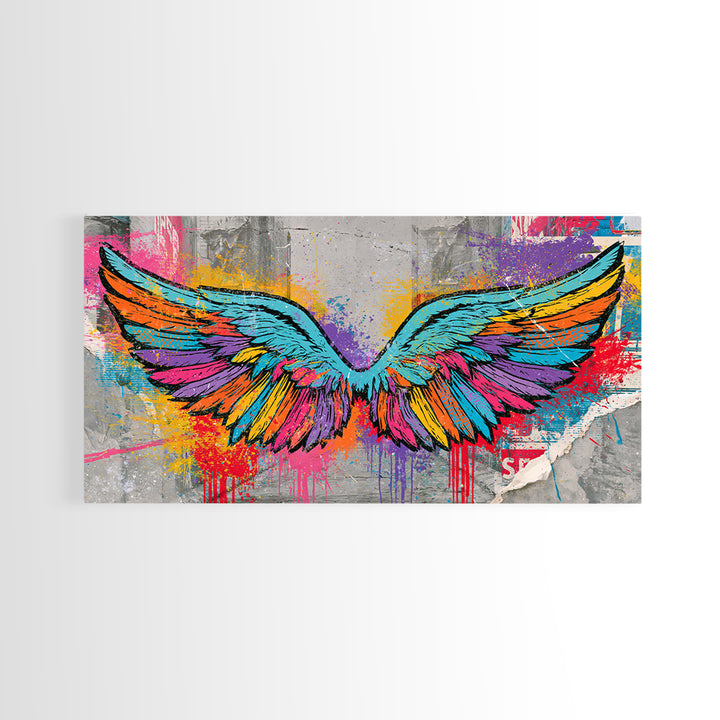 Graffiti Angel Wings Canvas Print, Street Art, Abstract Art, Living Room Decor, Fine Art, Urban, Anime Art, Original Artwork, STR-2x1-73