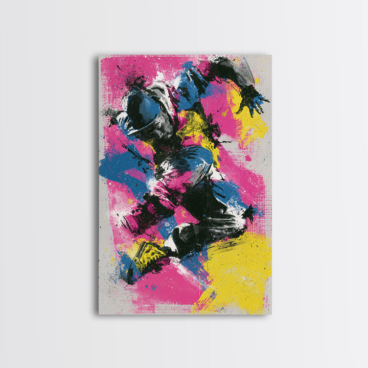 Breakdancer Frozen in Energetic Motion Canvas Print, Street Art, Art, Living Room Decor, Fine Art, Urban, Watercolor Painting, STR-2x3-50